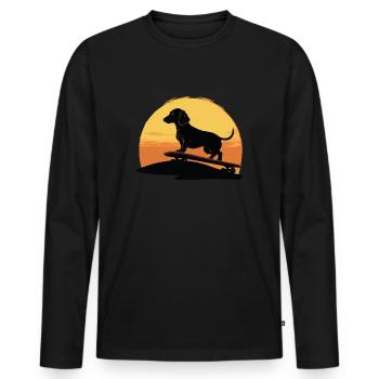 Dachshund skateboard dog, Weenie Dog - Männer Premium Bio Langarmshirt - Schwarz - Vorne - Nico (187cm)