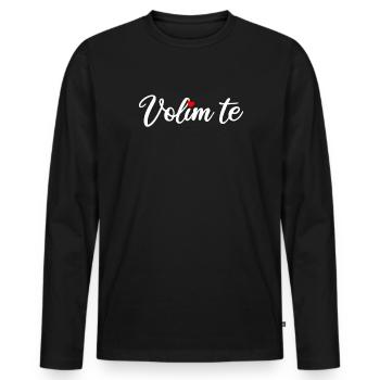 Volim te, i love serbian - Männer Premium Bio Langarmshirt - Schwarz - Vorne - Nico (187cm)