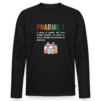 Pharmacist Technician, definition of Pharmily - Männer Premium Bio Langarmshirt - Schwarz - Vorne - Nico (187cm)