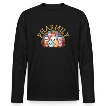 Pharmacist Technician, definition of Pharmily - Männer Premium Bio Langarmshirt - Schwarz - Vorne - Nico (187cm)