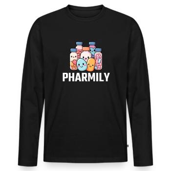 Pharmacist Technician, definition of Pharmily - Männer Premium Bio Langarmshirt - Schwarz - Vorne - Nico (187cm)
