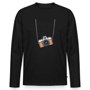 Vintage Camera Photography - Männer Premium Bio Langarmshirt - Schwarz - Vorne - Nico (187cm)