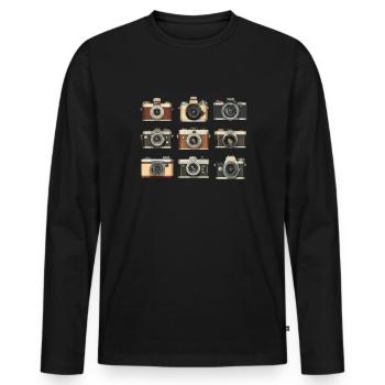 Vintage Camera Photography - Männer Premium Bio Langarmshirt - Schwarz - Vorne - Nico (187cm)