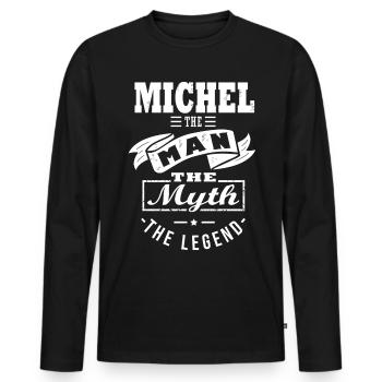 Michel Man Myth Legend Gift Michel - Men's Premium Organic Long Sleeve Shirt - black - Front - Nico (187cm)