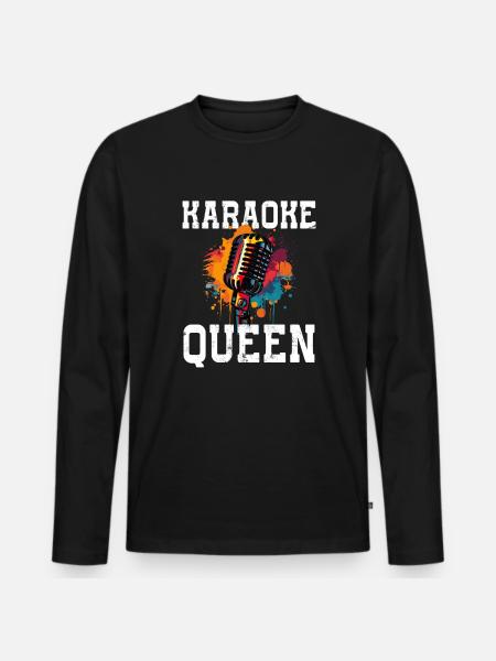 Karaoke Queen - Männer Premium Bio Langarmshirt - Schwarz