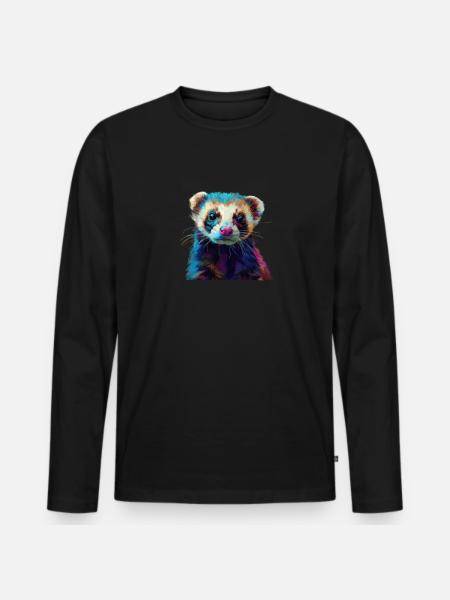 cute ferret - Männer Premium Bio Langarmshirt - Schwarz
