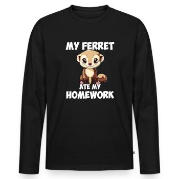 my ferret ate my homework - Männer Premium Bio Langarmshirt - Schwarz - Vorne - Nico (187cm)