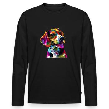 beagle Colorful beagle - Men's Premium Organic Long Sleeve Shirt - black - Front - Nico (187cm)