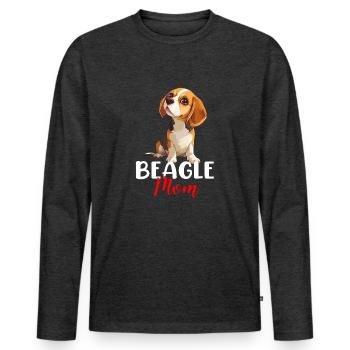 beagle maman beagle - T-shirt manches longues Premium bio Homme - anthracite chiné - Devant - Nico (187cm)