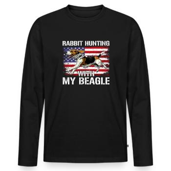 Chasse au lapin Beagle, Beagle - T-shirt manches longues Premium bio Homme - noir - Devant - Nico (187cm)