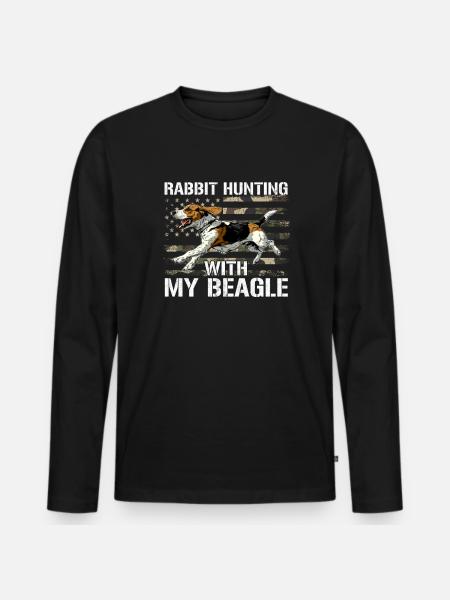 beagle rabbit hunting, beagle - Men's Premium Organic Long Sleeve Shirt - black