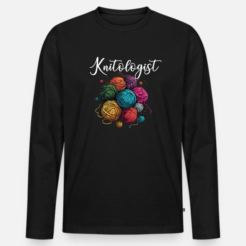 knitologist, Yarn Knitting - Männer Premium Bio Langarmshirt - Schwarz