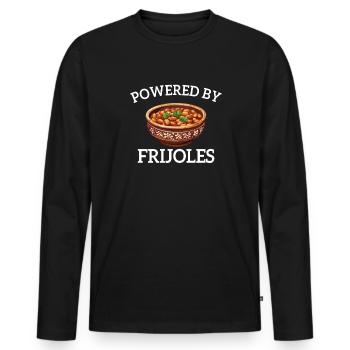 powered by frijoles - Männer Premium Bio Langarmshirt - Schwarz - Vorne - Nico (187cm)
