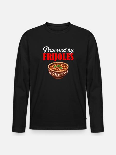 powered by frijoles - Männer Premium Bio Langarmshirt - Schwarz
