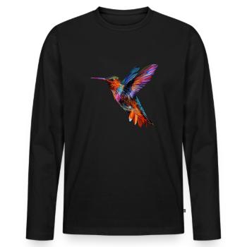 Hummingbird flowers - Männer Premium Bio Langarmshirt - Schwarz - Vorne - Nico (187cm)
