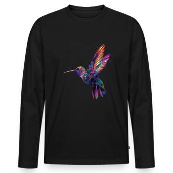 Hummingbird flowers - Männer Premium Bio Langarmshirt - Schwarz - Vorne - Nico (187cm)