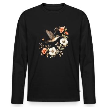 Hummingbird flowers - Männer Premium Bio Langarmshirt - Schwarz - Vorne - Nico (187cm)