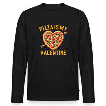 pizza is my valentine, valentines - Männer Premium Bio Langarmshirt - Schwarz - Vorne - Nico (187cm)