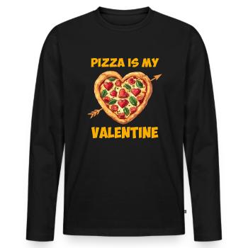 pizza is my valentine, valentines - Männer Premium Bio Langarmshirt - Schwarz - Vorne - Nico (187cm)
