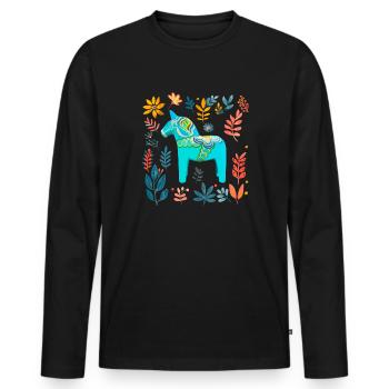 Dala Horse Sweden Swedish horse - Männer Premium Bio Langarmshirt - Schwarz - Vorne - Nico (187cm)