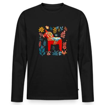 Dala Horse Sweden Swedish horse - Männer Premium Bio Langarmshirt - Schwarz - Vorne - Nico (187cm)