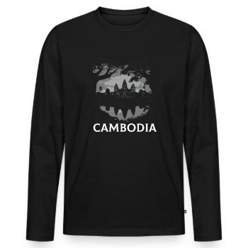 Angkor Wat cambodian, khmer cambodian - Männer Premium Bio Langarmshirt - Schwarz - Vorne - Nico (187cm)
