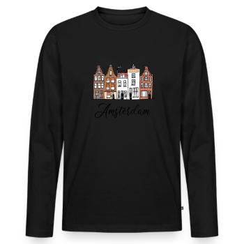 Amsterdam Netherlands Dutch - Männer Premium Bio Langarmshirt - Schwarz - Vorne - Nico (187cm)