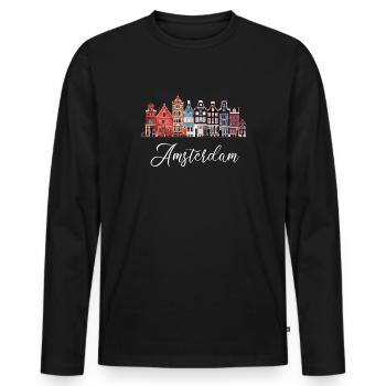 Amsterdam Netherlands Dutch - Männer Premium Bio Langarmshirt - Schwarz - Vorne - Nico (187cm)