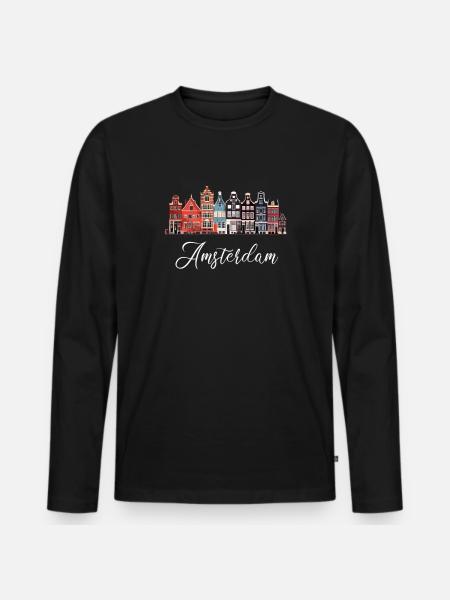 Amsterdam Netherlands Dutch - Men's Premium Organic Long Sleeve Shirt - black