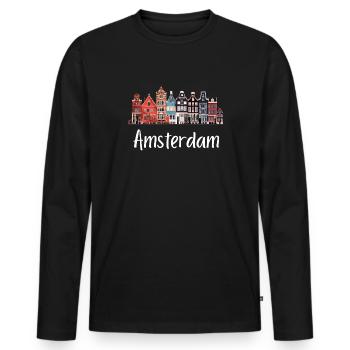 Amsterdam Netherlands Dutch - Männer Premium Bio Langarmshirt - Schwarz - Vorne - Nico (187cm)