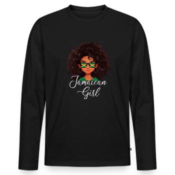 jamaican girl Flag Jamaica - Männer Premium Bio Langarmshirt - Schwarz - Vorne - Nico (187cm)