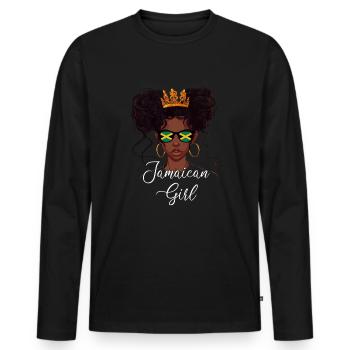 jamaican girl Flag Jamaica - Männer Premium Bio Langarmshirt - Schwarz - Vorne - Nico (187cm)