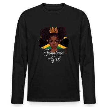 jamaican girl Flag Jamaica - Männer Premium Bio Langarmshirt - Schwarz - Vorne - Nico (187cm)