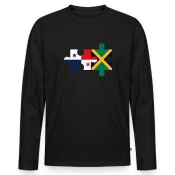 jamaican panama Jamaica - Männer Premium Bio Langarmshirt - Schwarz - Vorne - Nico (187cm)