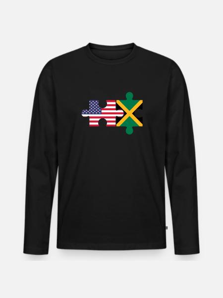 Jamaican American Jamaica - Men's Premium Organic Long Sleeve Shirt - black