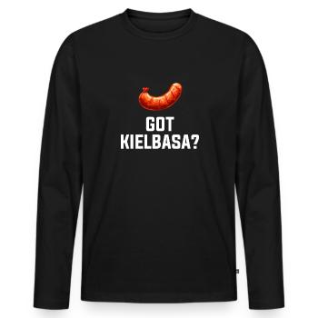 Got Kielbasa, Poland Polish Food Kielbasa - Men's Premium Organic Long Sleeve Shirt - black - Front - Nico (187cm)
