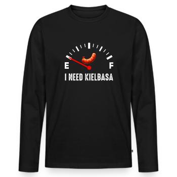 J’ai besoin de kielbasa, pologne polonais nourriture kielbasa - T-shirt manches longues Premium bio Homme - noir - Devant - Nico (187cm)