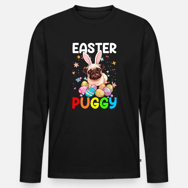 Pug easter eggs Hunting easter day Men's Premium Organic Long Sleeve Shirt