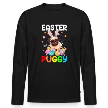 Pug easter eggs Hunting easter day - Männer Premium Bio Langarmshirt - Schwarz - Vorne - Nico (187cm)