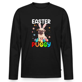 Pug easter eggs Hunting easter day - Männer Premium Bio Langarmshirt - Schwarz - Vorne - Nico (187cm)