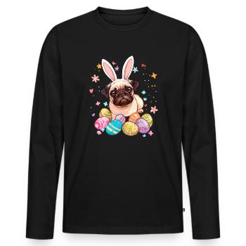 Pug easter eggs Hunting easter day - Männer Premium Bio Langarmshirt - Schwarz - Vorne - Nico (187cm)