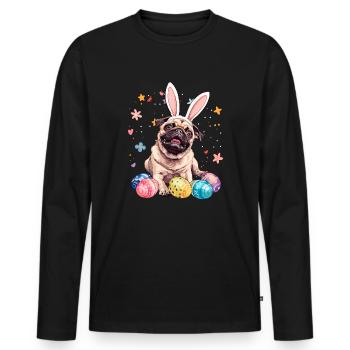 Pug easter eggs Hunting easter day - Männer Premium Bio Langarmshirt - Schwarz - Vorne - Nico (187cm)