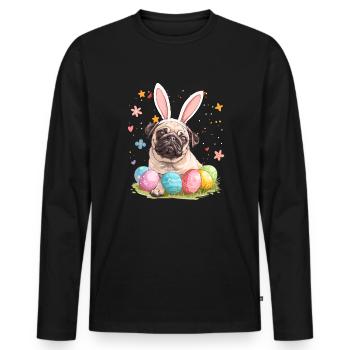 Pug easter eggs Hunting easter day - Männer Premium Bio Langarmshirt - Schwarz - Vorne - Nico (187cm)