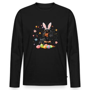 Dachshund easter eggs Wiener Dog - Männer Premium Bio Langarmshirt - Schwarz - Vorne - Nico (187cm)