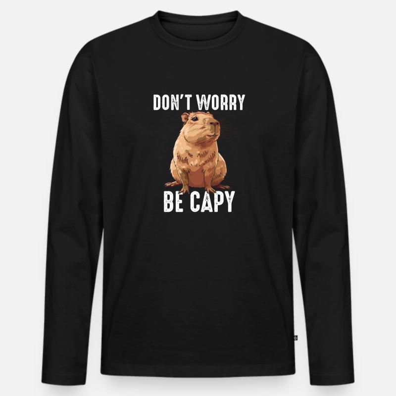 Capybara be capy - Männer Premium Bio Langarmshirt - Schwarz