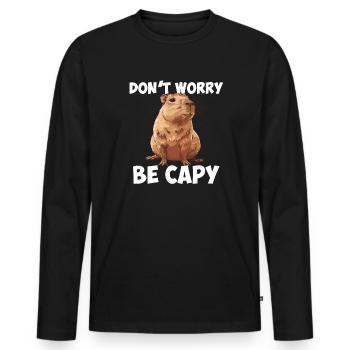 Capybara be capy - Men's Premium Organic Long Sleeve Shirt - black - Front - Nico (187cm)