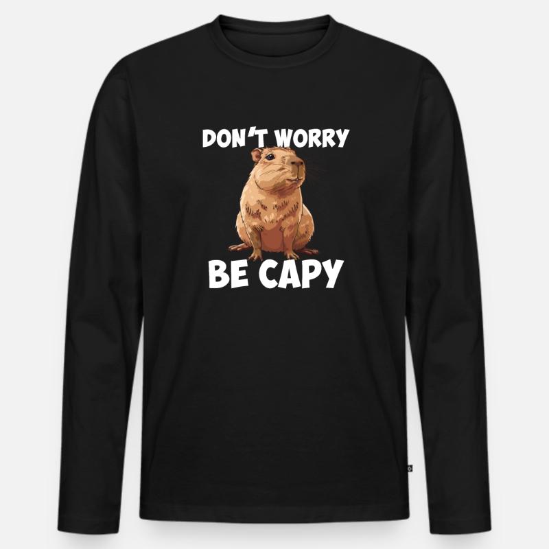 Capybara be capy - Männer Premium Bio Langarmshirt - Schwarz