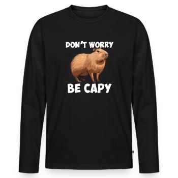 Capybara be capy - Men's Premium Organic Long Sleeve Shirt - black - Front - Nico (187cm)