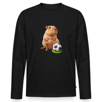 Capybara soccer - Männer Premium Bio Langarmshirt - Schwarz - Vorne - Nico (187cm)