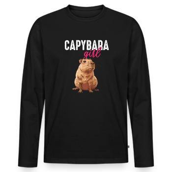 Capybara girl - Männer Premium Bio Langarmshirt - Schwarz - Vorne - Nico (187cm)